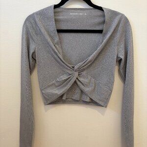Abercombie & Fitch Long Sleeve Fitted Top, Size S, Silver